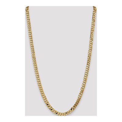 14K Yellow Gold 6.75mm Flat Beveled Curb Chain – view 5