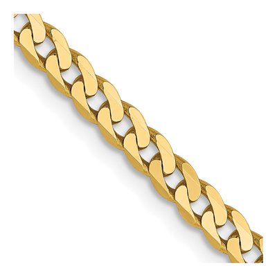 14K Yellow Gold 2.9mm Beveled Flat Curb Chain