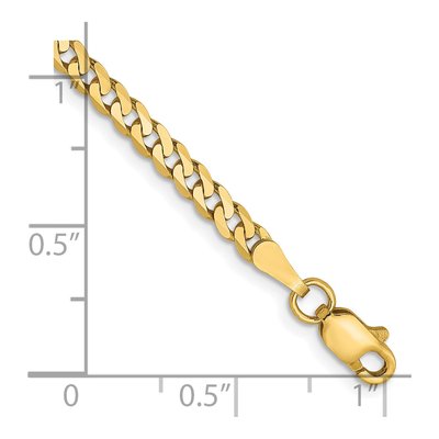 14K Yellow Gold 2.9mm Flat Beveled Curb Chain Bracelet – view 3