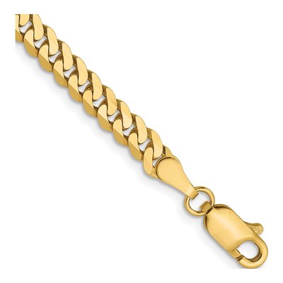 14K Yellow Gold 3.9mm Flat Beveled Curb Chain Bracelet
