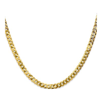 14K Yellow Gold 4.5mm Flat Beveled Curb Chain – view 3