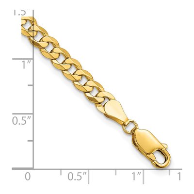 14K Yellow Gold 4.5mm Beveled Flat Curb Chain Bracelet – view 4