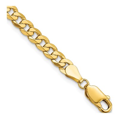 14K Yellow Gold 4.5mm Beveled Flat Curb Chain Bracelet