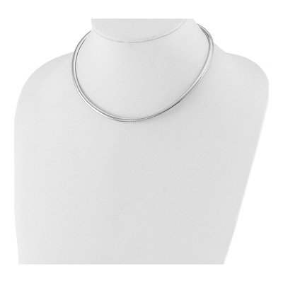 14K White Gold Domed Omega Necklace – view 3