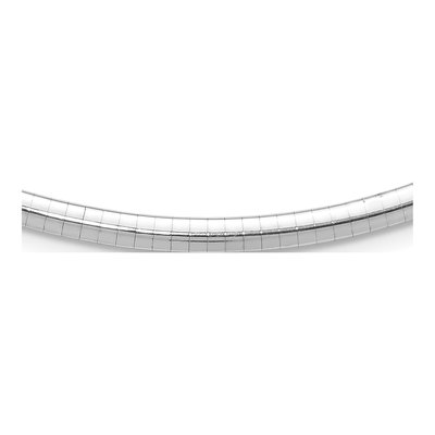 14K White Gold Domed Omega Necklace