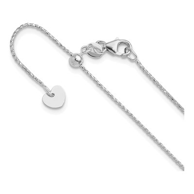 14K White Gold 1mm Diamond-Cut Open Franco Chain