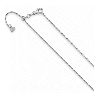 14K White Gold 1.1mm Diamond-Cut Cable Chain