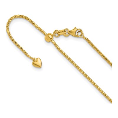 14K Yellow Gold 1.3mm Diamond-Cut 22-inch Wheat Chain
