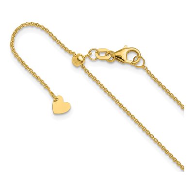 14K Yellow Gold 1.1mm Round Cable Chain