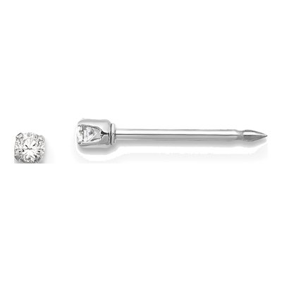 14K White Gold CZ Piercing Stud Earrings