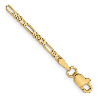 14K Yellow Gold 1.8mm Flat Figaro Chain Bracelet