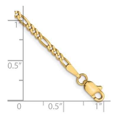14K Yellow Gold 2.25mm Flat Figaro Chain Bracelet – view 3