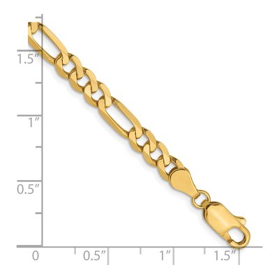 14K Yellow Gold 5mm Flat Figaro Chain Bracelet – view 3