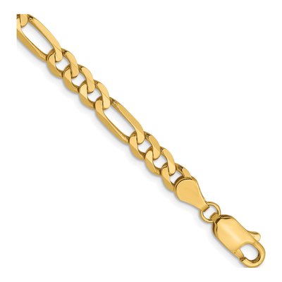 14K Yellow Gold 5mm Flat Figaro Chain Bracelet
