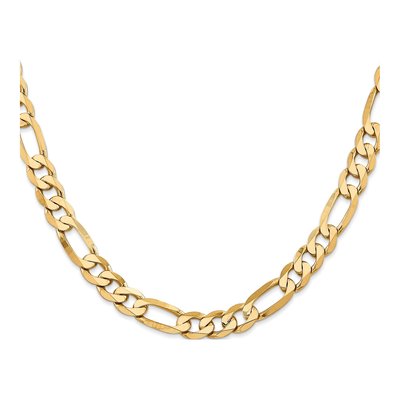 14K Yellow Gold 7.5mm Flat Figaro Chain – view 2