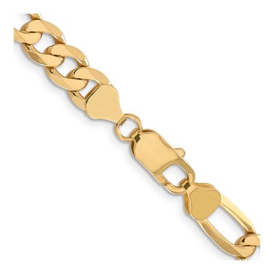 14K Yellow Gold 7.5mm Flat Figaro Chain – view 3