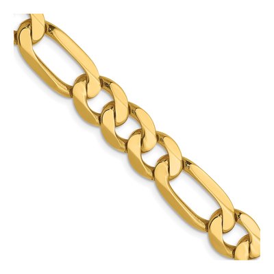 14K Yellow Gold 7.5mm Flat Figaro Chain