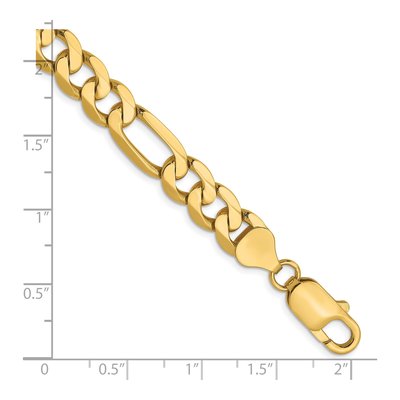 14K Yellow Gold 7.5mm Flat Figaro Chain Bracelet – view 3