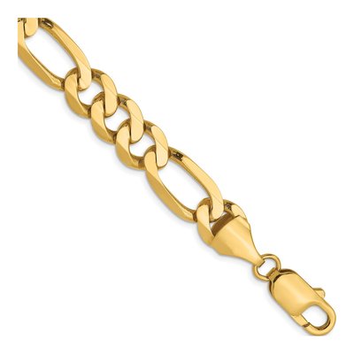 14K Yellow Gold 8.75mm Flat Figaro Chain Bracelet
