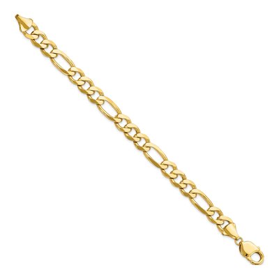 14K Yellow Gold 10mm Flat Figaro Chain Bracelet – view 3