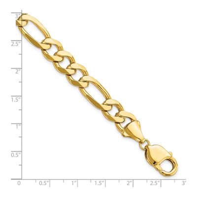 14K Yellow Gold 10mm Flat Figaro Chain Bracelet – view 4