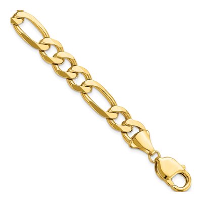 14K Yellow Gold 10mm Flat Figaro Chain Bracelet