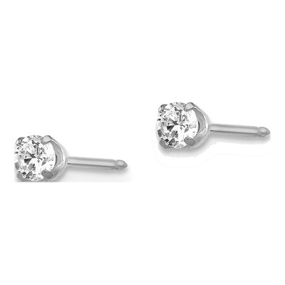 14K White Gold Round CZ Piercing Stud Earrings – view 2