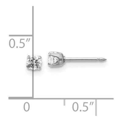 14K White Gold Round CZ Piercing Stud Earrings – view 3