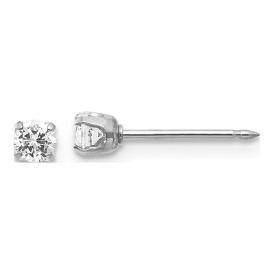 14K White Gold CZ Stud Earrings