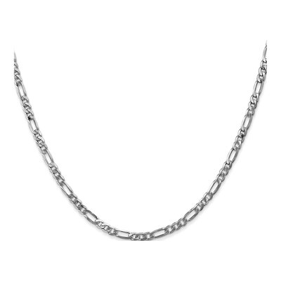 14K White Gold 3mm Flat Figaro Chain – view 4