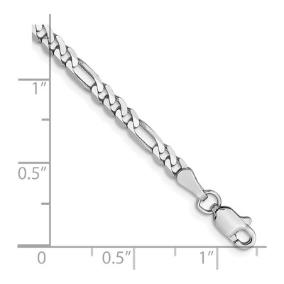 14K White Gold 3mm Flat Figaro Chain Bracelet – view 2