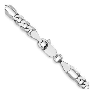 14K White Gold 4mm Flat Figaro Chain – view 3
