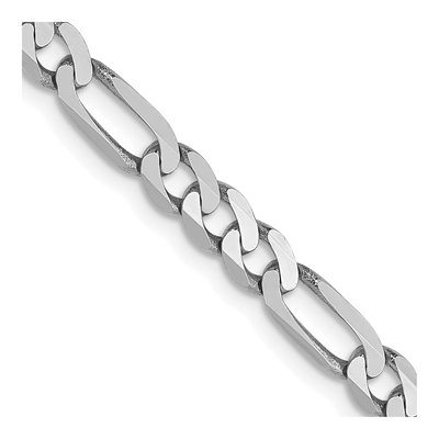 14K White Gold 4mm Flat Figaro Chain