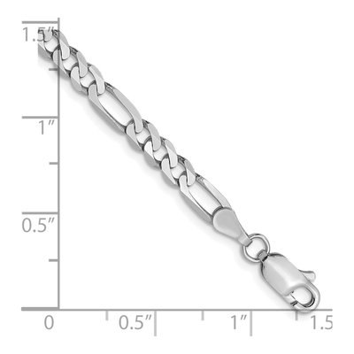 14K White Gold 4mm Flat Figaro Chain Bracelet – view 2