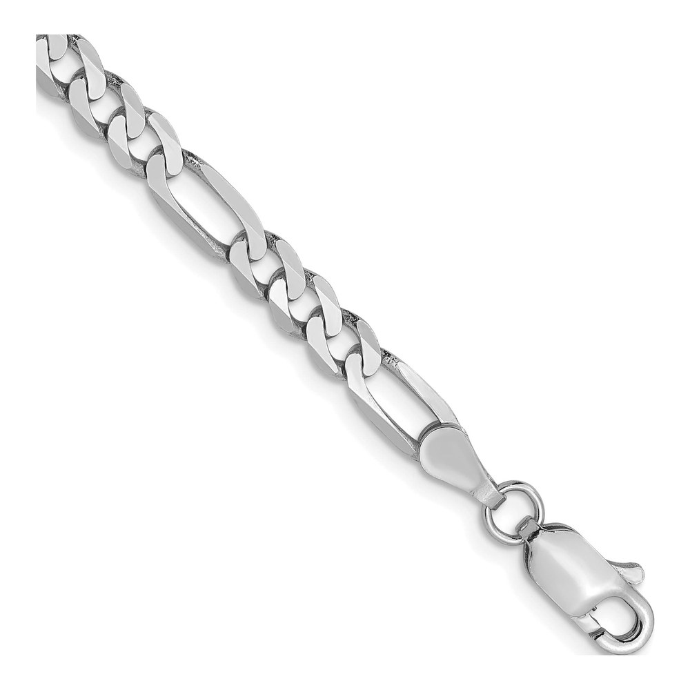 14K White Gold 4mm Flat Figaro Chain Bracelet