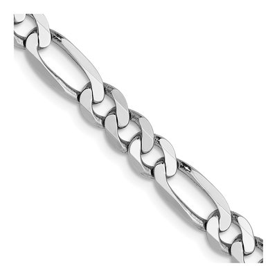 14K White Gold 5mm Flat Figaro Chain