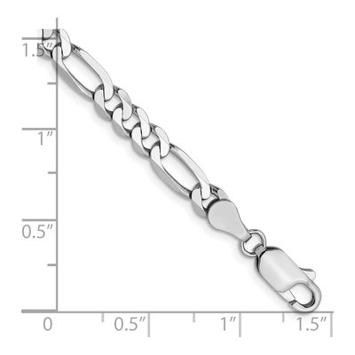 14K White Gold 5mm Flat Figaro Chain Bracelet – view 2