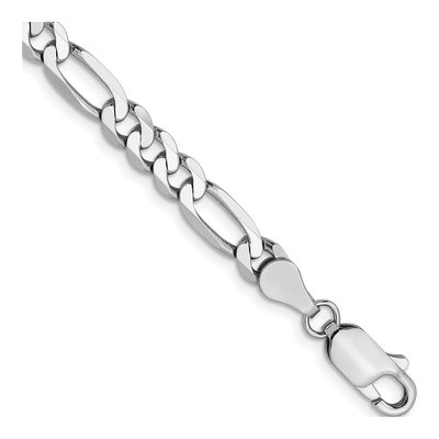 14K White Gold 5mm Flat Figaro Chain Bracelet