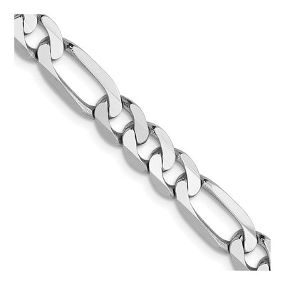 14K White Gold 5.5mm Flat Figaro Chain