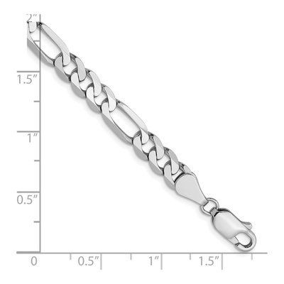 14K White Gold 5.5mm Flat Figaro Chain Bracelet – view 2
