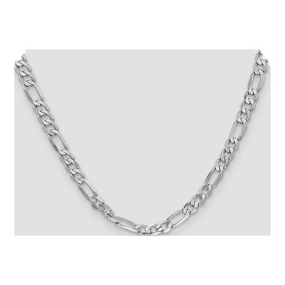 14K White Gold 6mm Flat Figaro Chain – view 4