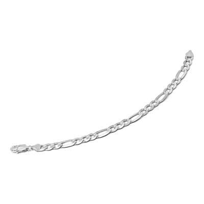 14K White Gold 6mm Flat Figaro Chain Bracelet – view 3