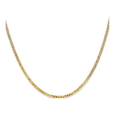 14K Yellow Gold 2.2mm Flat Beveled Curb Chain – view 3