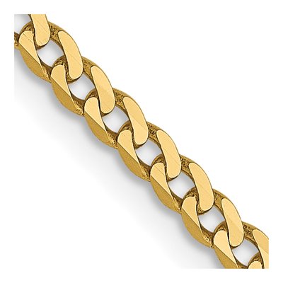 14K Yellow Gold 2.2mm Flat Beveled Curb Chain