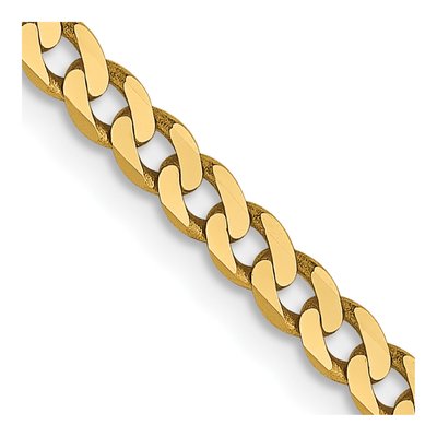 14K Yellow Gold 2.3mm Flat Beveled Curb Chain