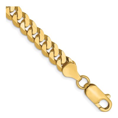 14K Yellow Gold 6.1mm Flat Beveled Curb Chain Bracelet