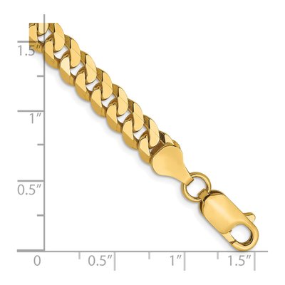 14K Yellow Gold 6.1mm Flat Beveled Curb Chain Anklet – view 3