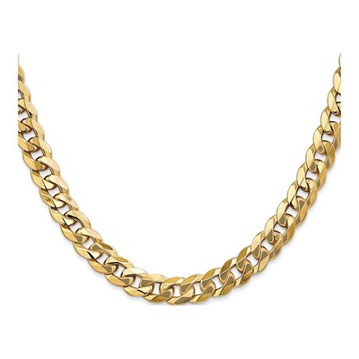 14K Yellow Gold 8mm Flat Beveled Curb Chain – view 4