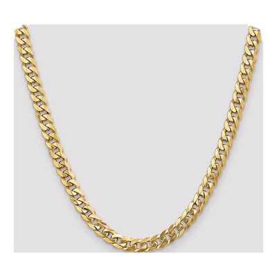 14K Yellow Gold 8mm Flat Beveled Curb Chain – view 6