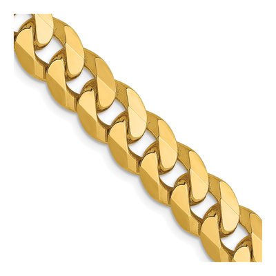 14K Yellow Gold 8mm Flat Beveled Curb Chain